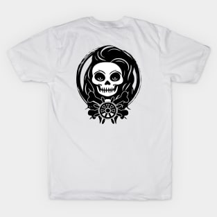 Skipper Skull and Wheel Black Logo T-Shirt